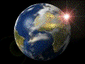 The Earth, rotating